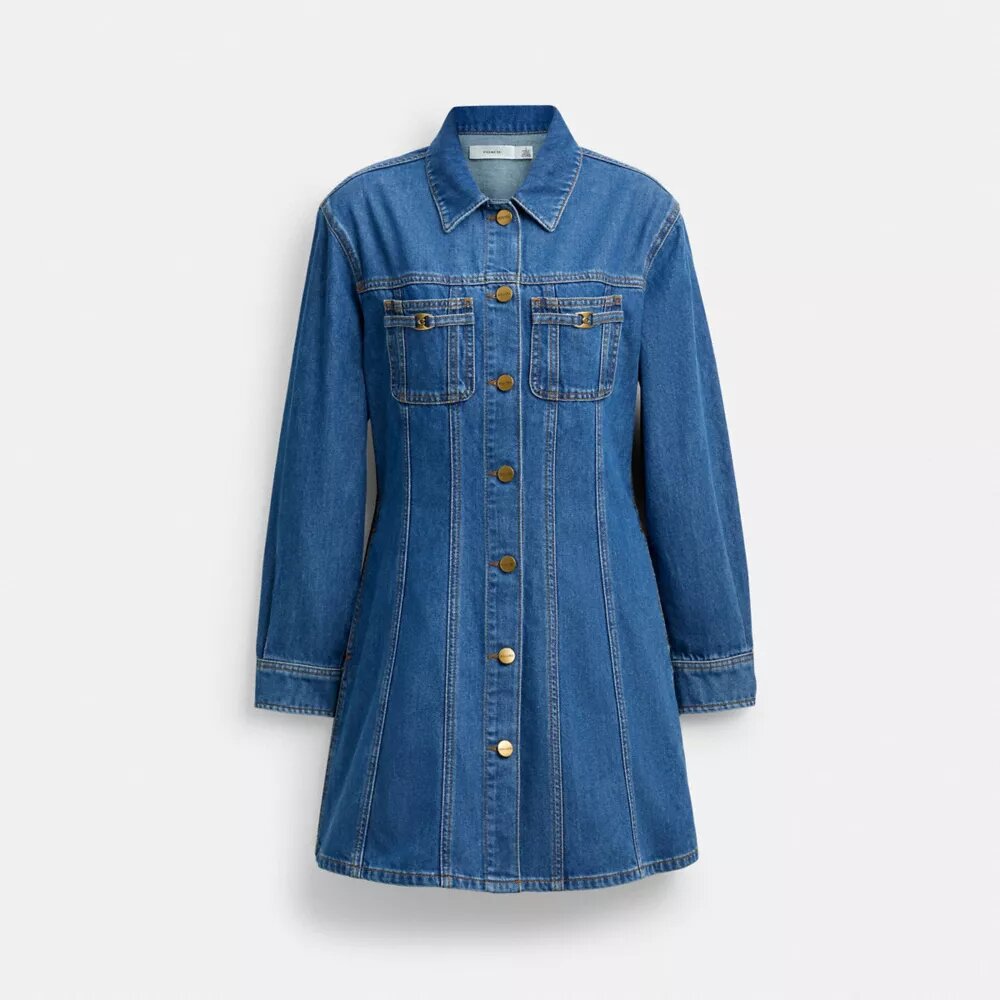 Abito in denim a maniche lunghe in cotone biologico