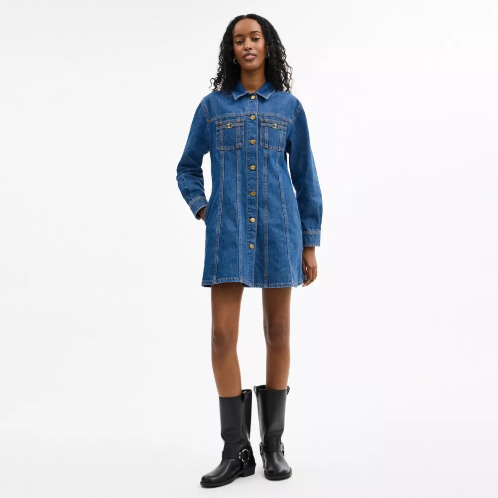Abito in denim a maniche lunghe in cotone biologico