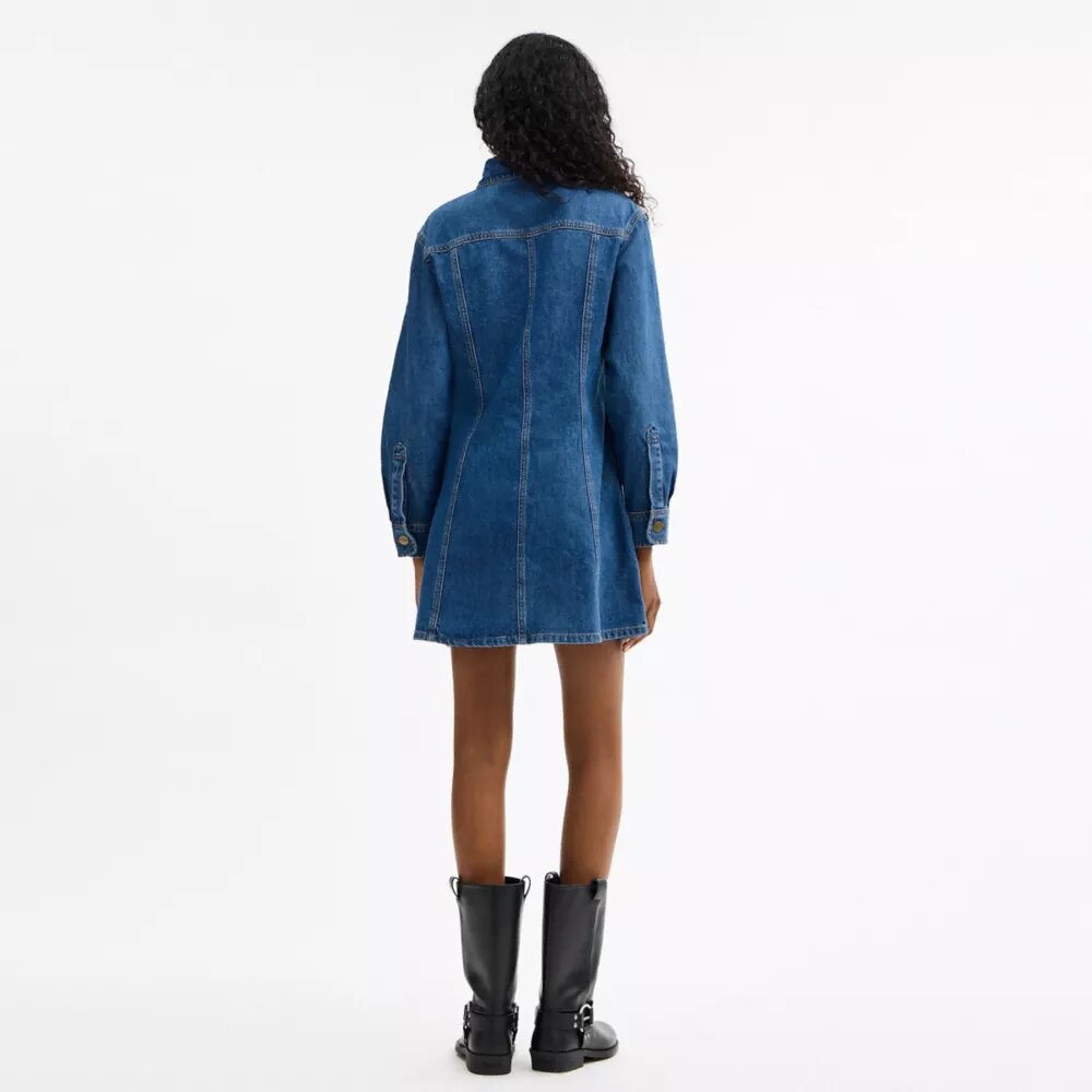 Abito in denim a maniche lunghe in cotone biologico
