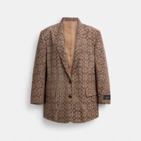 Blazer monopetto in tessuto a quadri "Signature C"