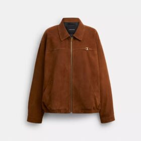 Bomber oversize in pelle scamosciata Heritage C