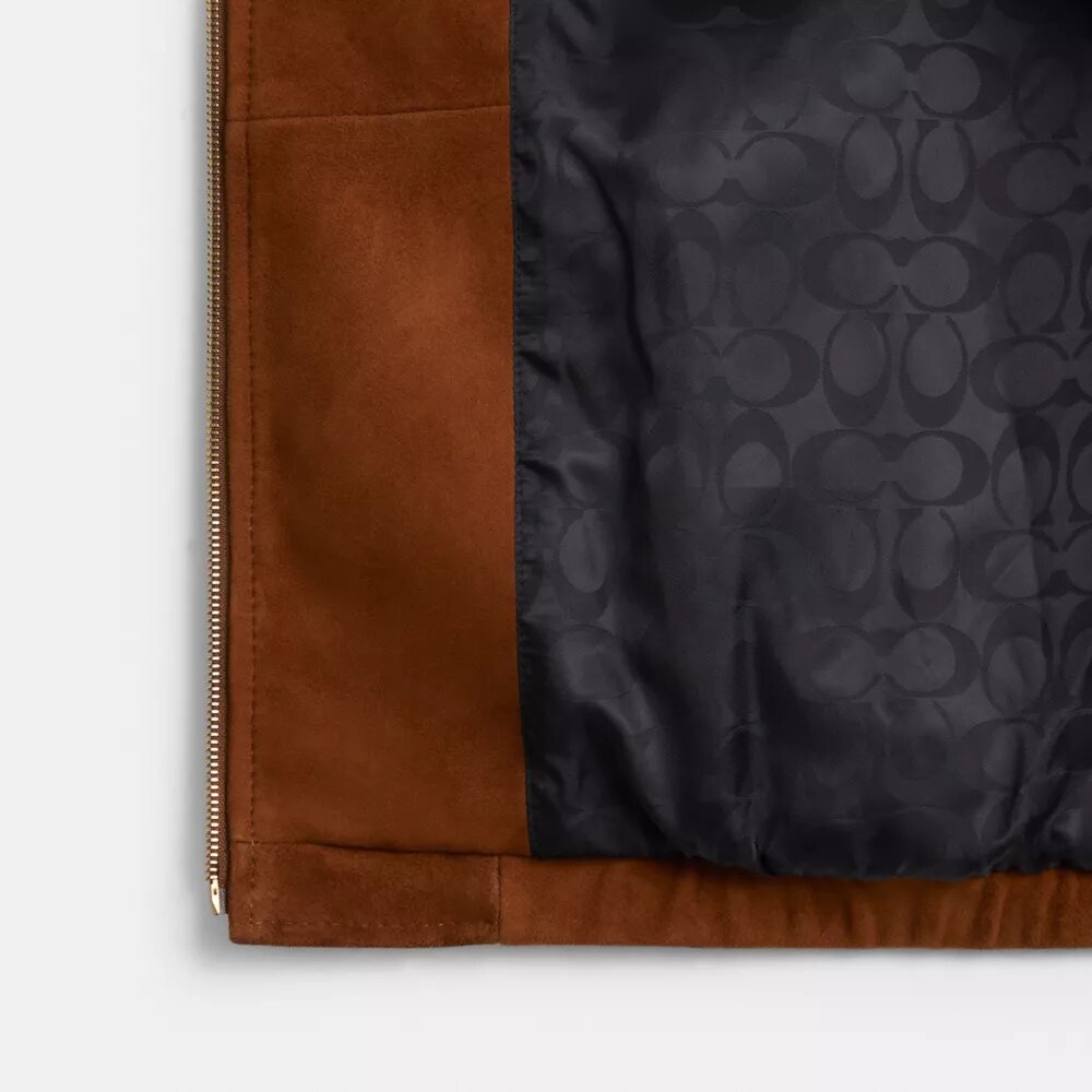 Bomber oversize in pelle scamosciata Heritage C