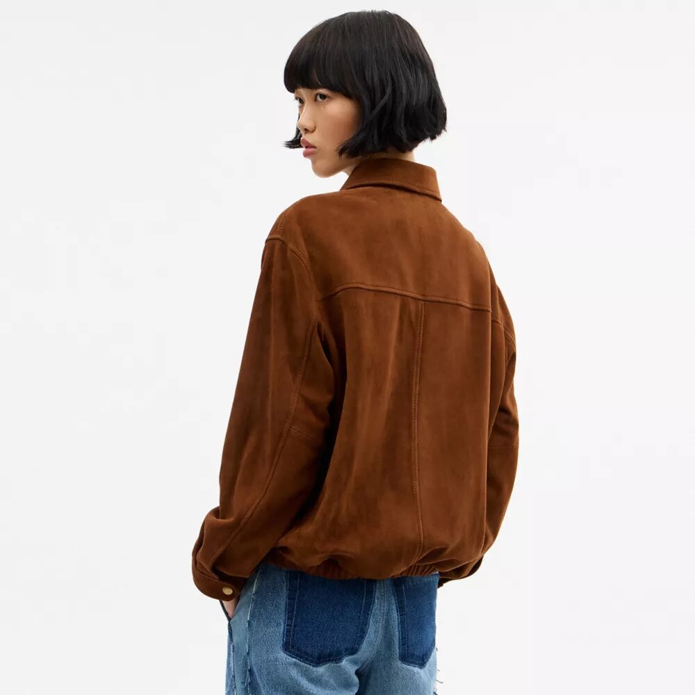 Bomber oversize in pelle scamosciata Heritage C