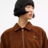 Bomber oversize in pelle scamosciata Heritage C