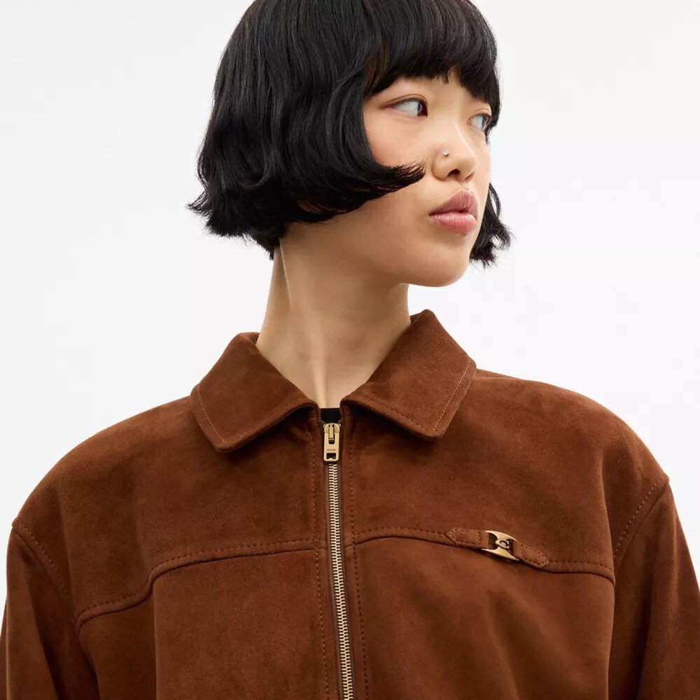 Bomber oversize in pelle scamosciata Heritage C