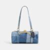 Borsa a botte con chiusura Kisslock da 28 in denim riciclato