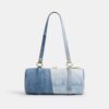 Borsa a botte con chiusura Kisslock da 28 in denim riciclato