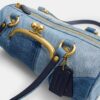 Borsa a botte con chiusura Kisslock da 28 in denim riciclato