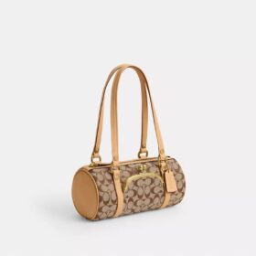 Borsa a botte Kisslock 28 in jacquard Signature