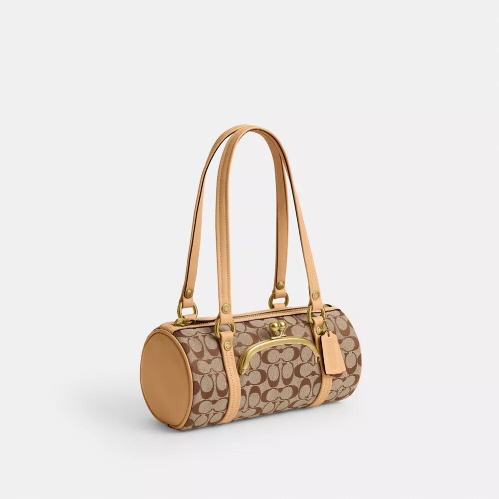 Borsa a botte Kisslock 28 in jacquard Signature