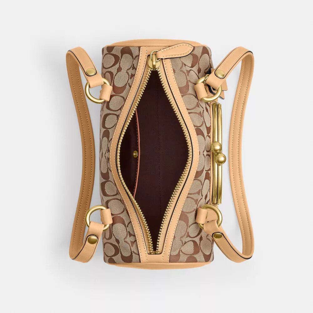 Borsa a botte Kisslock 28 in jacquard Signature