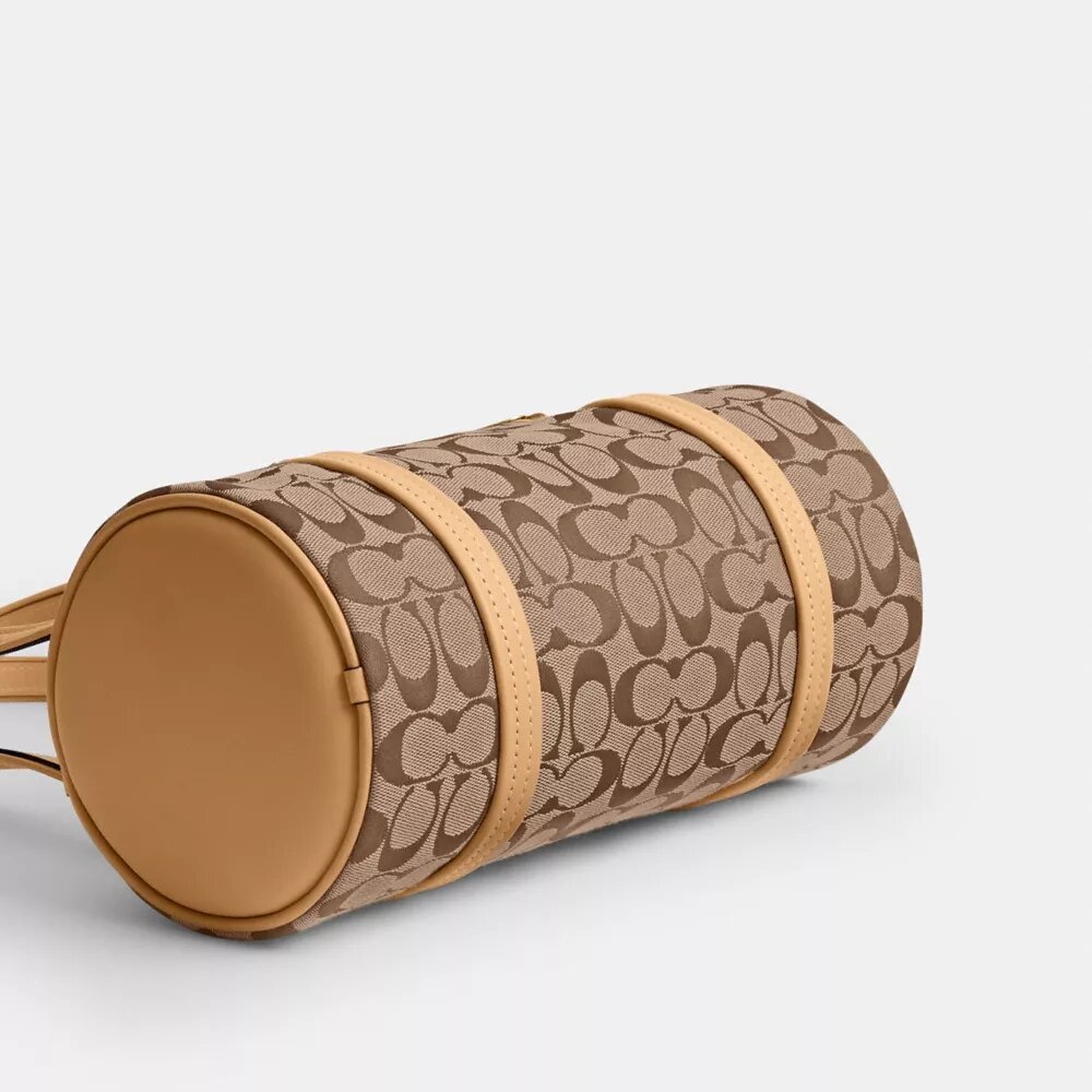 Borsa a botte Kisslock 28 in jacquard Signature