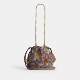 Borsa a coulisse Faye Mini in jacquard esclusivo con ricami floreali