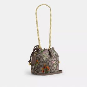 Borsa a coulisse Faye Mini in jacquard esclusivo con ricami floreali