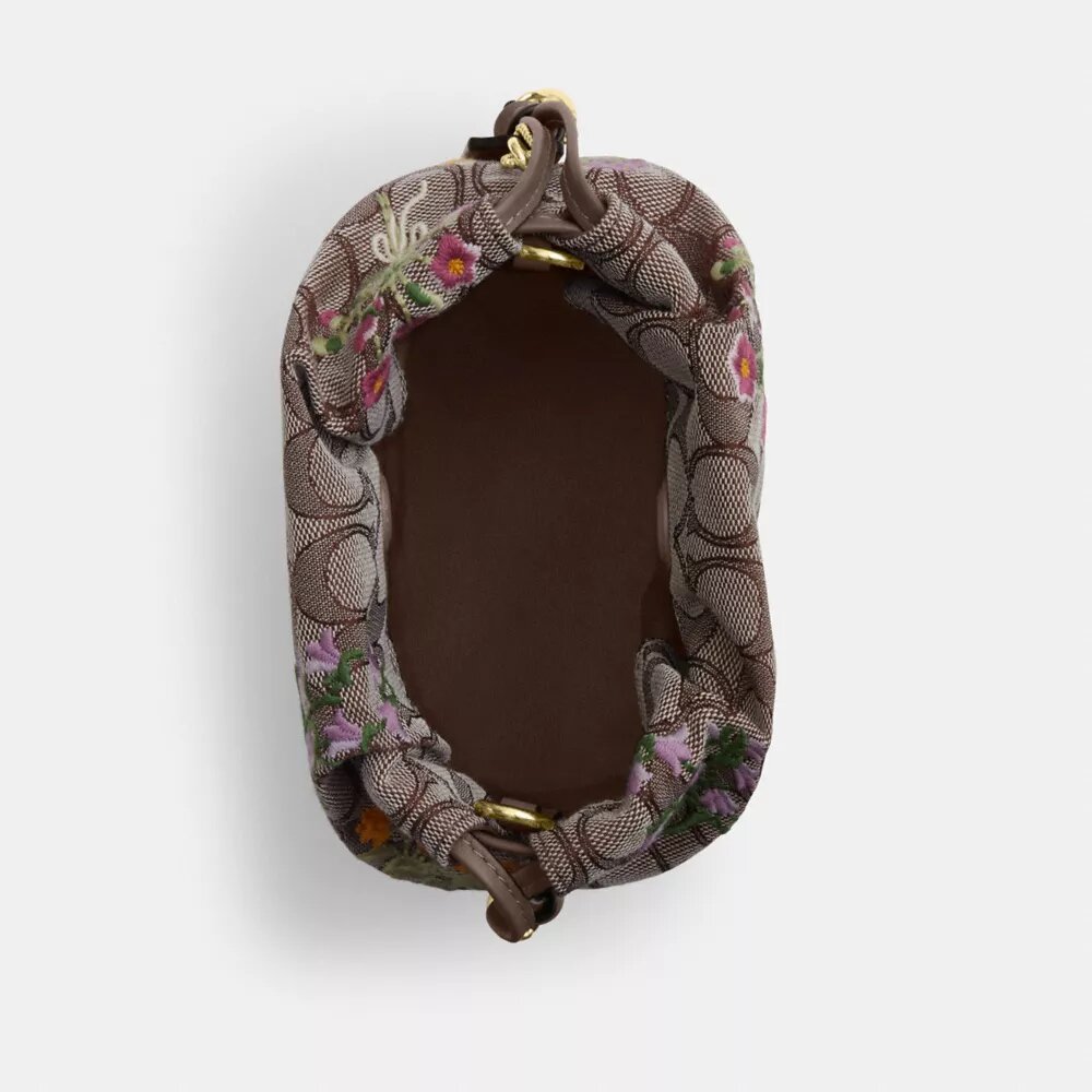 Borsa a coulisse Faye Mini in jacquard esclusivo con ricami floreali