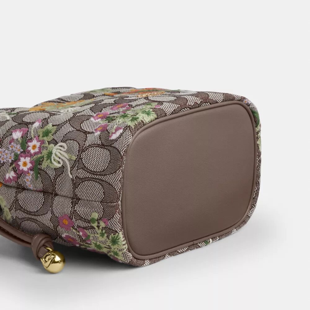 Borsa a coulisse Faye Mini in jacquard esclusivo con ricami floreali