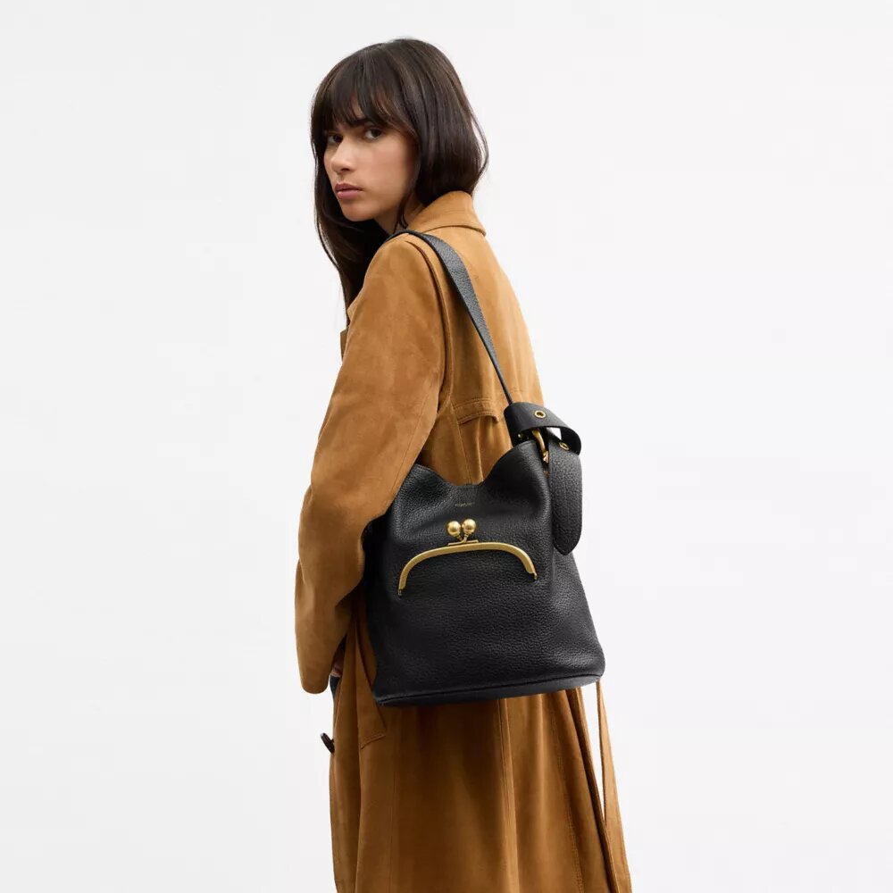 Borsa a secchiello Bleecker con chiusura Kisslock