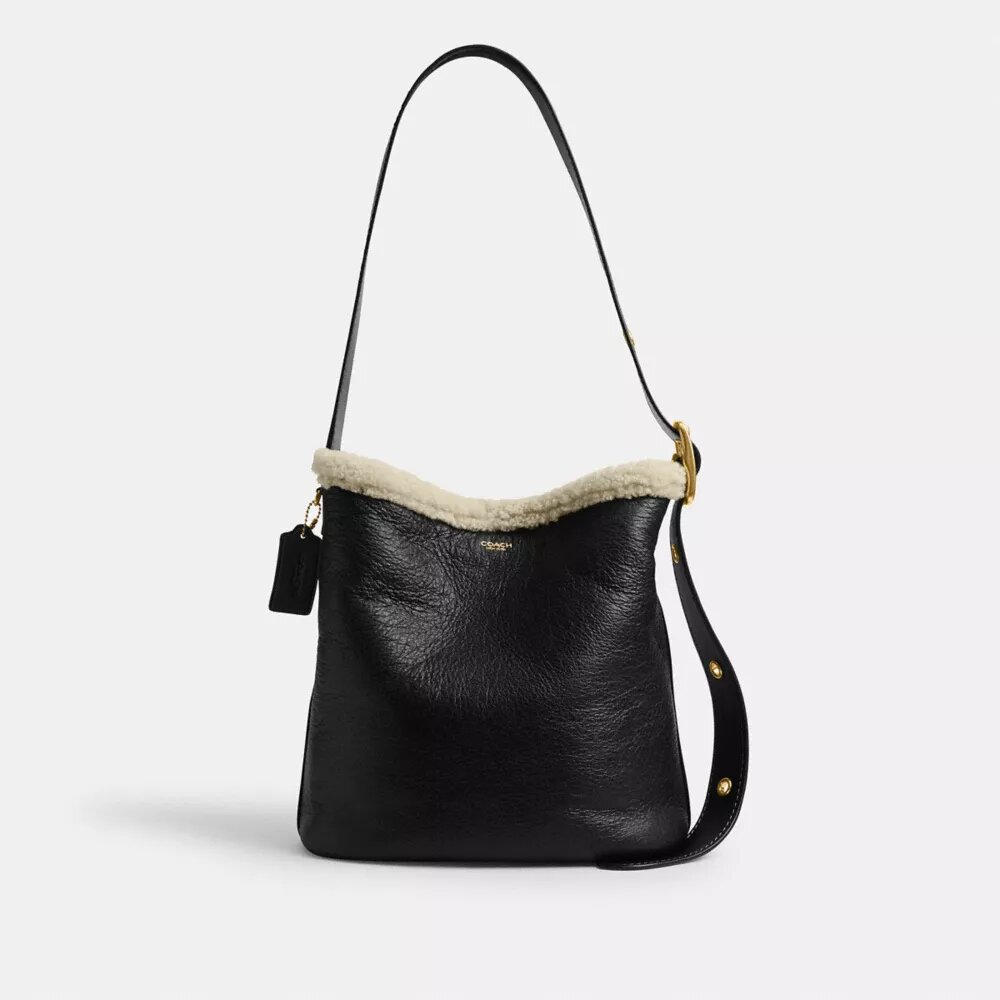 Borsa a secchiello Bleecker in shearling