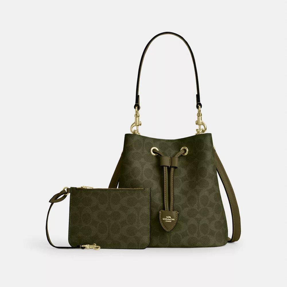 Borsa a secchiello Rowan in Signature Canvas