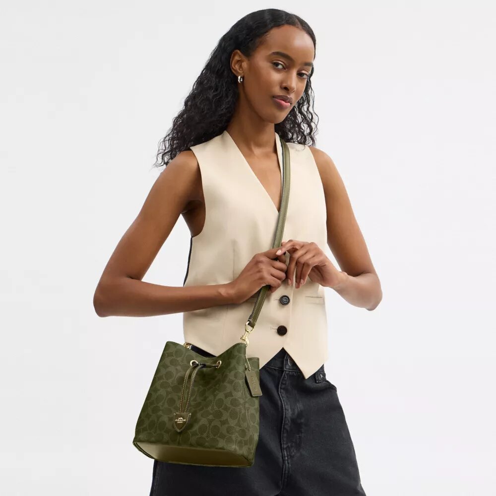 Borsa a secchiello Rowan in Signature Canvas