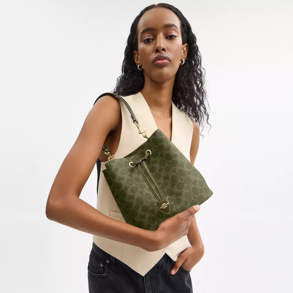 Borsa a secchiello Rowan in Signature Canvas