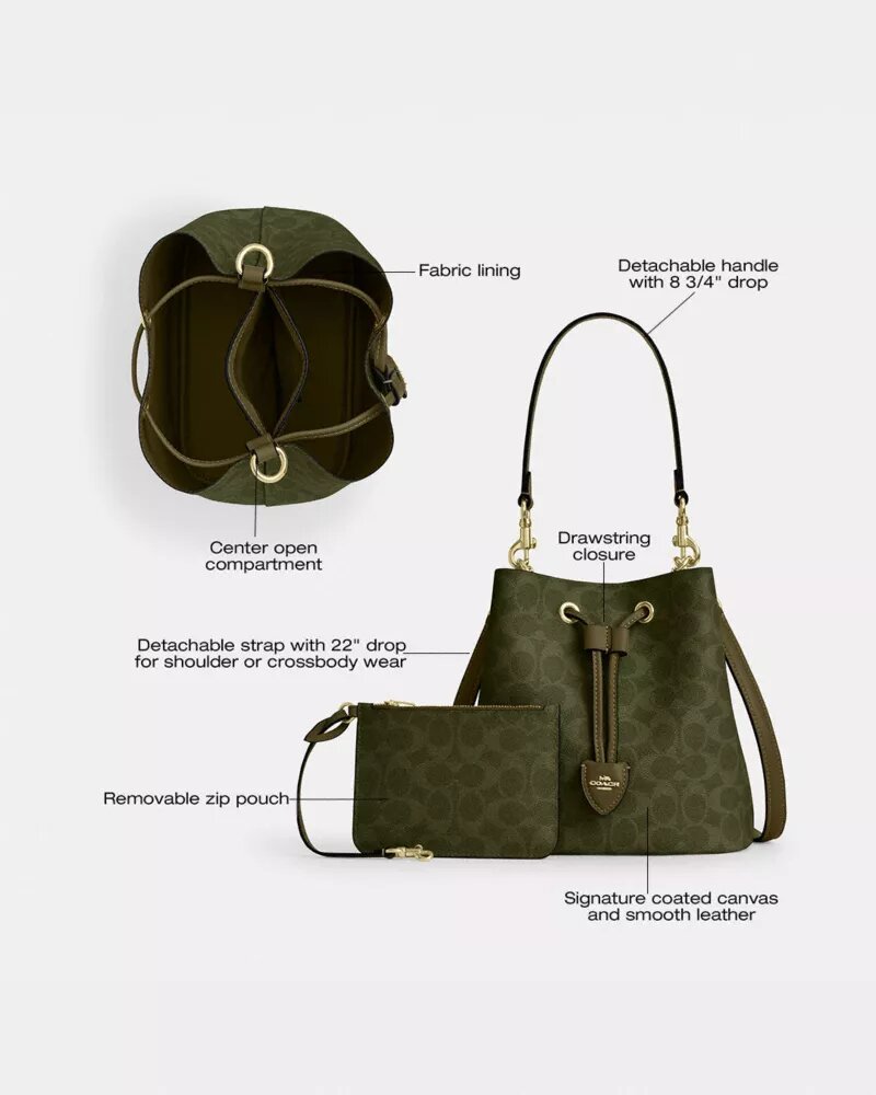 Borsa a secchiello Rowan in Signature Canvas