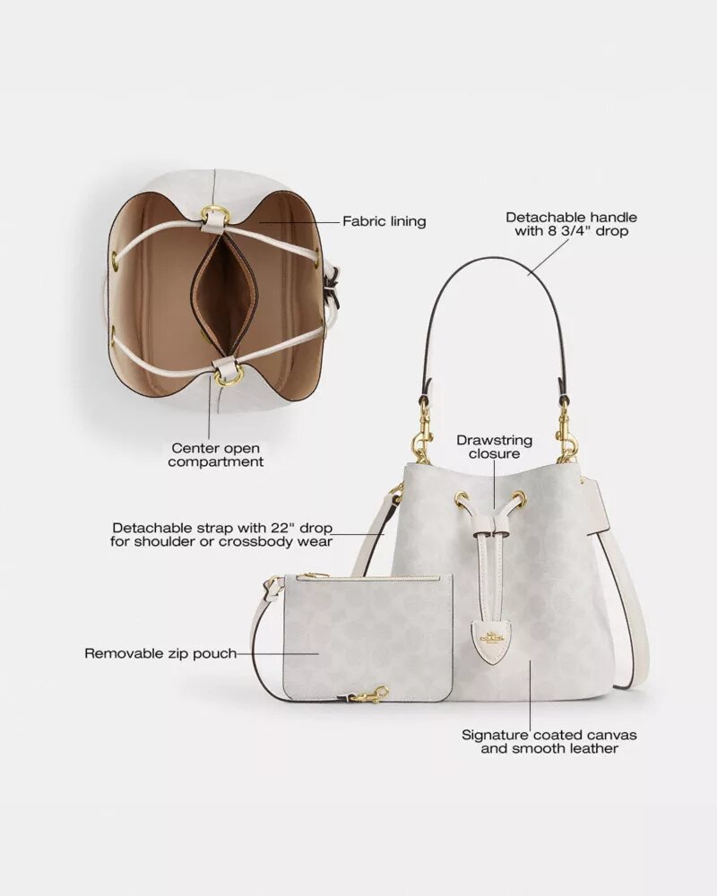 Borsa a secchiello Rowan in Signature Canvas