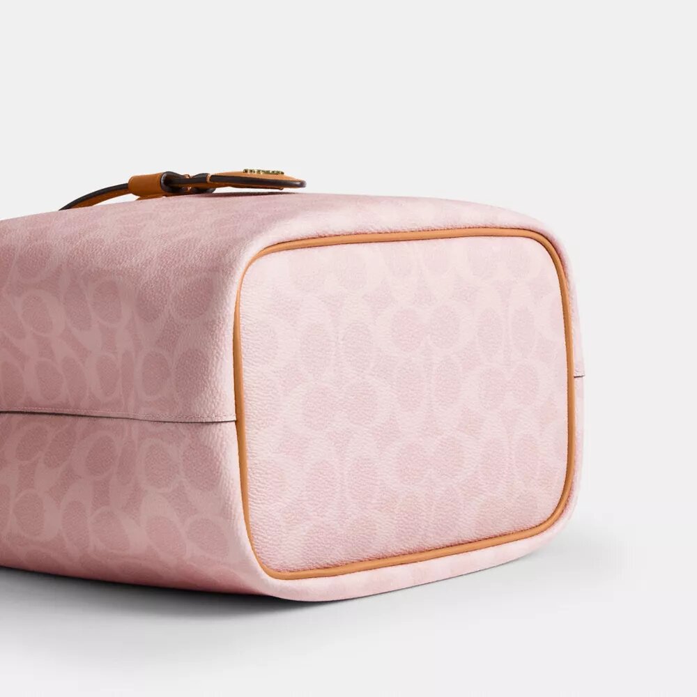 Borsa a secchiello Rowan in Signature Canvas con ciondoli
