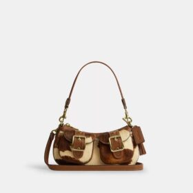 Borsa a spalla Ashton in pelle di vitello con stampa bovina