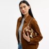 Borsa a spalla Ashton in pelle di vitello con stampa bovina