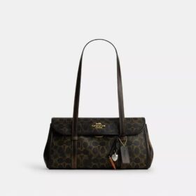Borsa a spalla Bridget in Signature Canvas con ciondoli