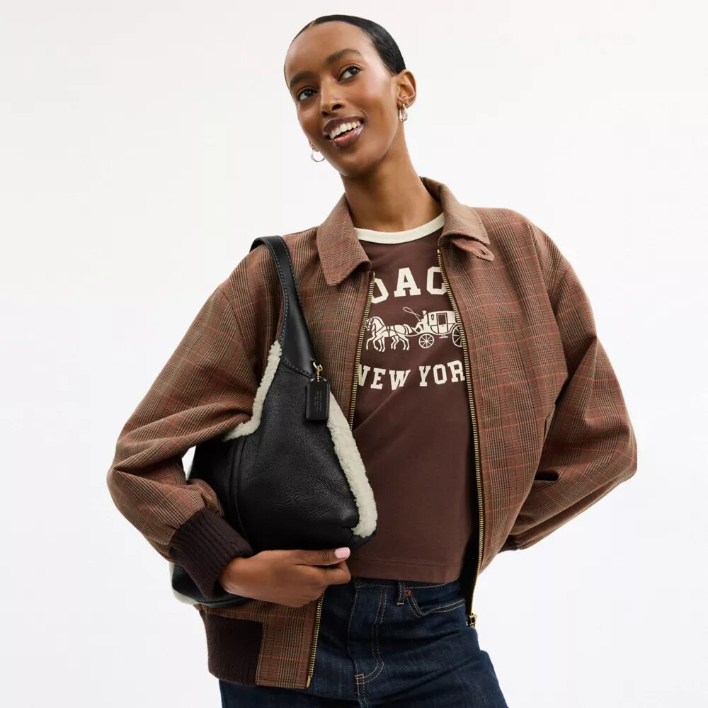 Borsa a spalla Brooklyn 28 in shearling