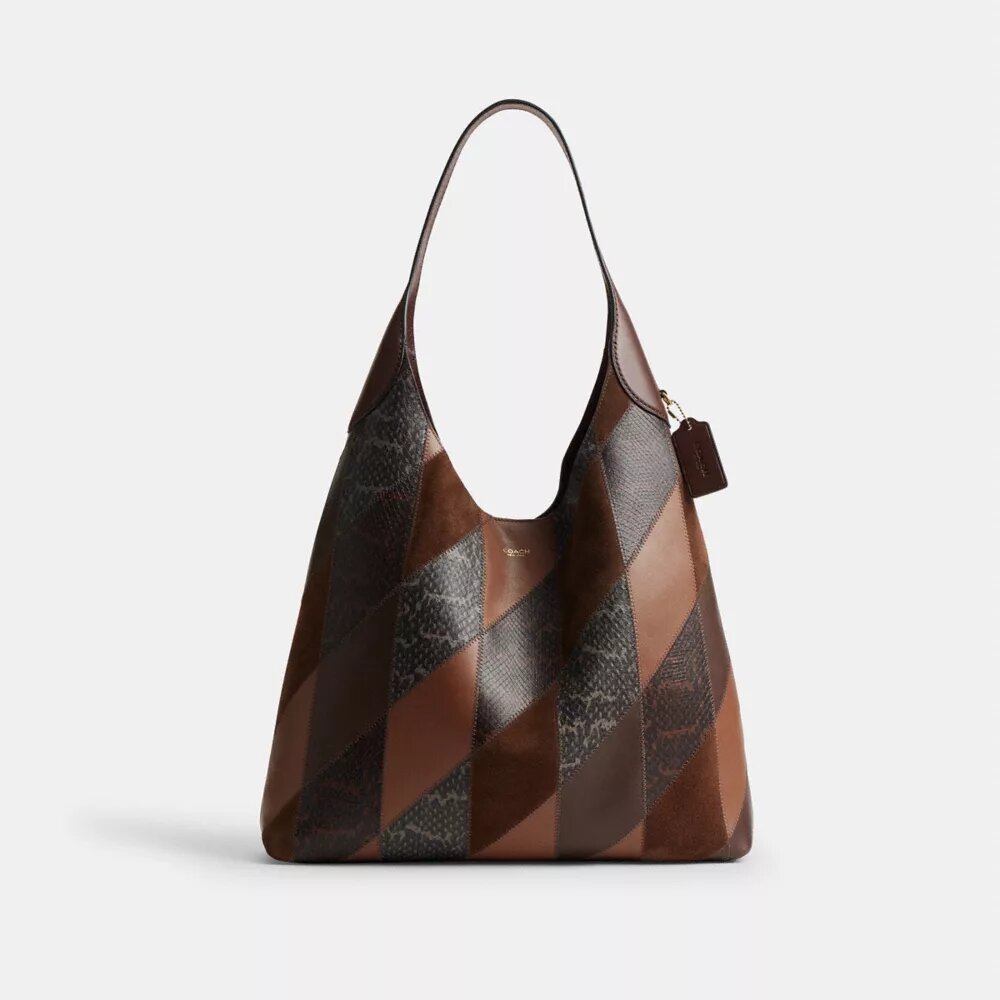 Borsa a spalla Brooklyn 39 con patchwork in pelle di serpente