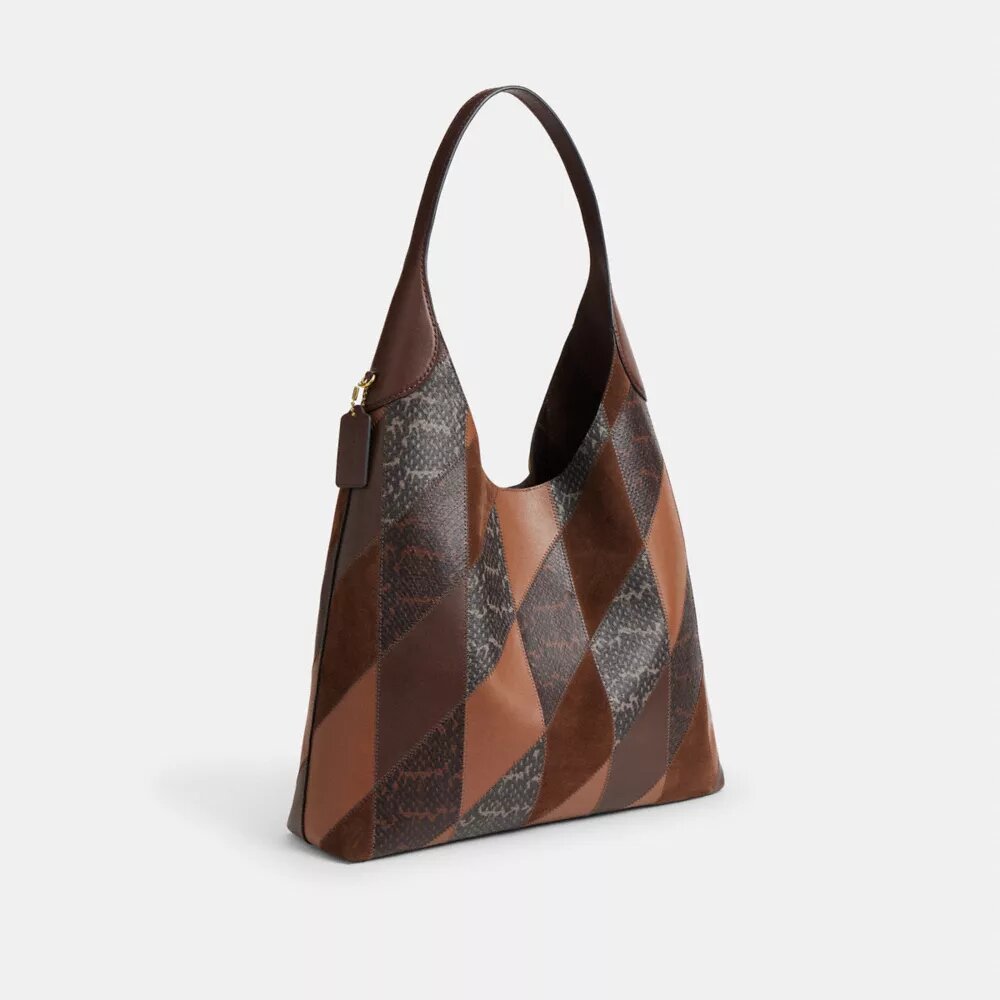 Borsa a spalla Brooklyn 39 con patchwork in pelle di serpente