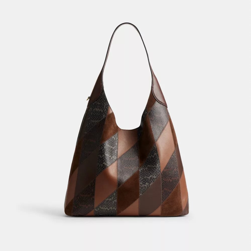 Borsa a spalla Brooklyn 39 con patchwork in pelle di serpente
