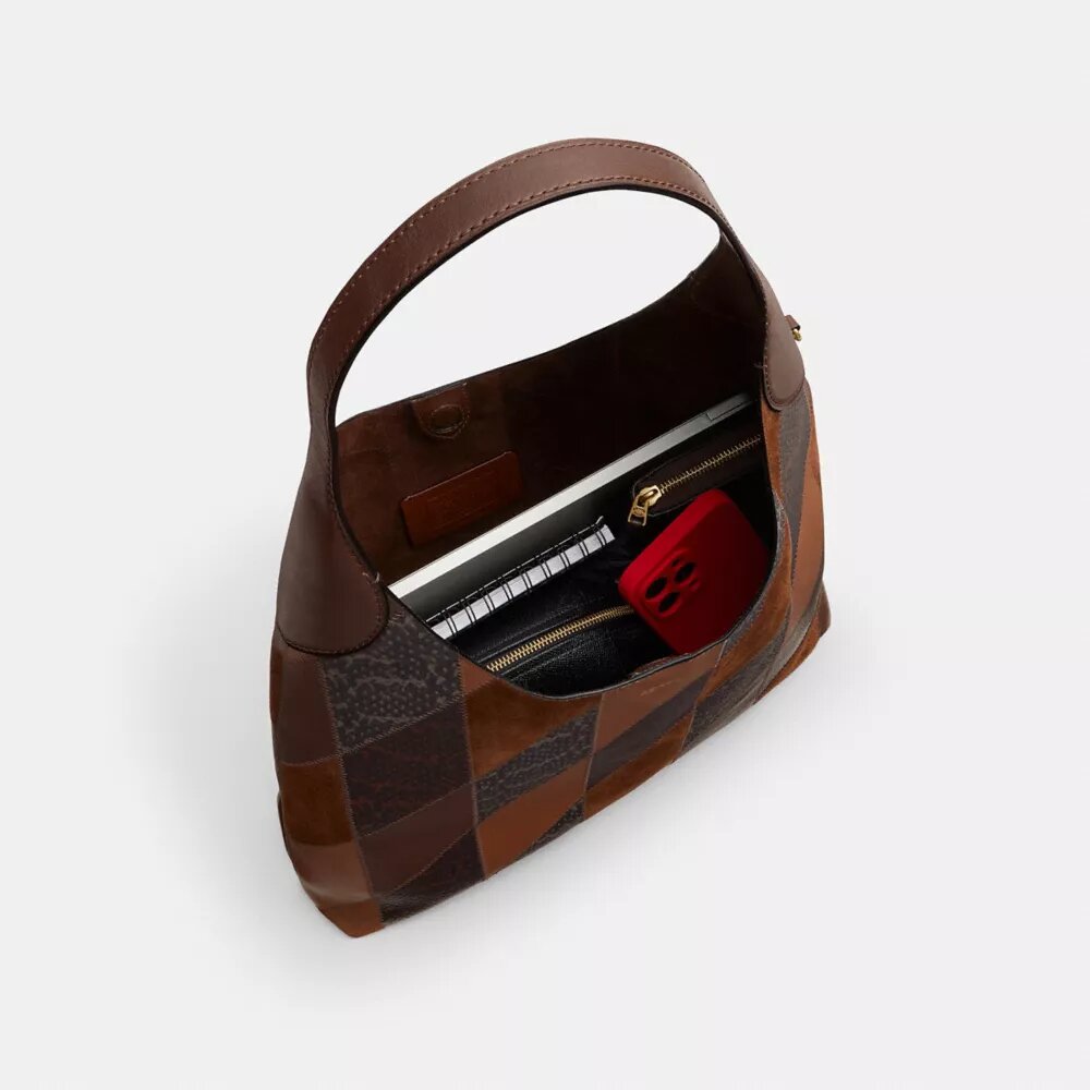Borsa a spalla Brooklyn 39 con patchwork in pelle di serpente