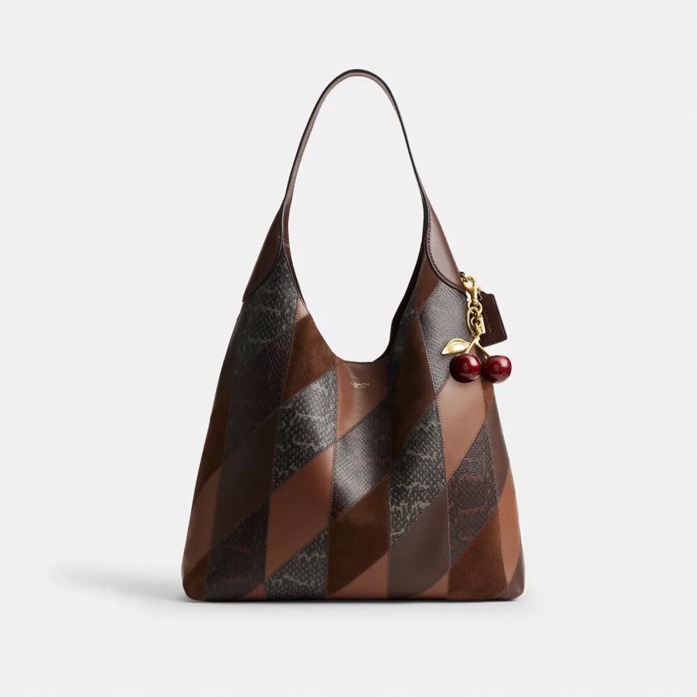 Borsa a spalla Brooklyn 39 con patchwork in pelle di serpente