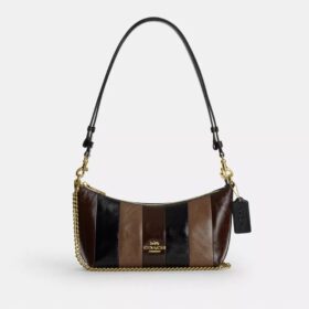 Borsa a spalla Caitlin con patchwork a righe