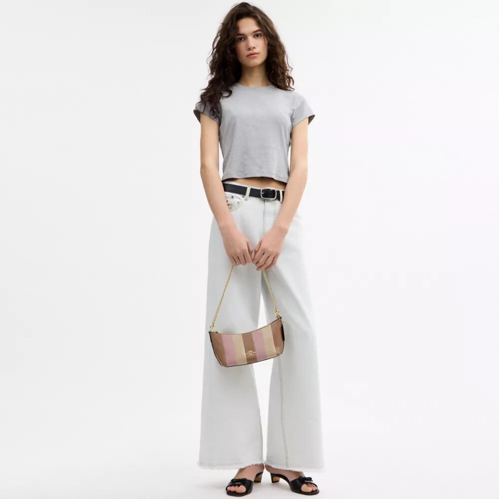 Borsa a spalla Caitlin con patchwork a righe