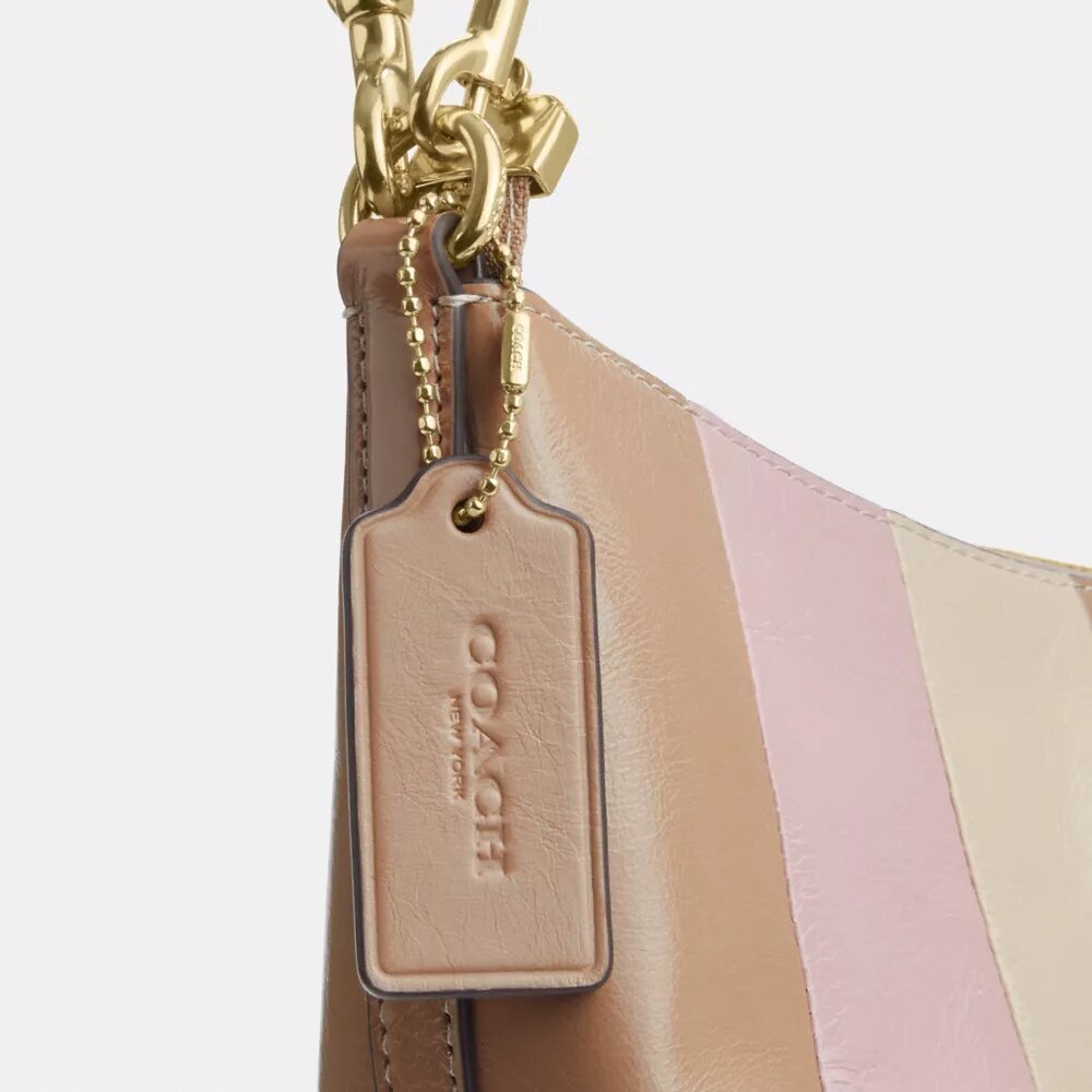 Borsa a spalla Caitlin con patchwork a righe