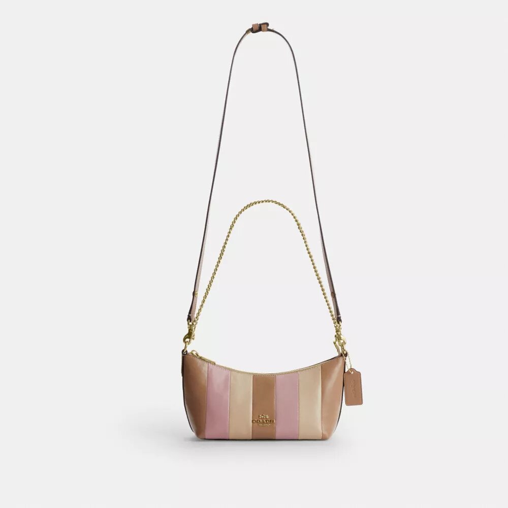 Borsa a spalla Caitlin con patchwork a righe