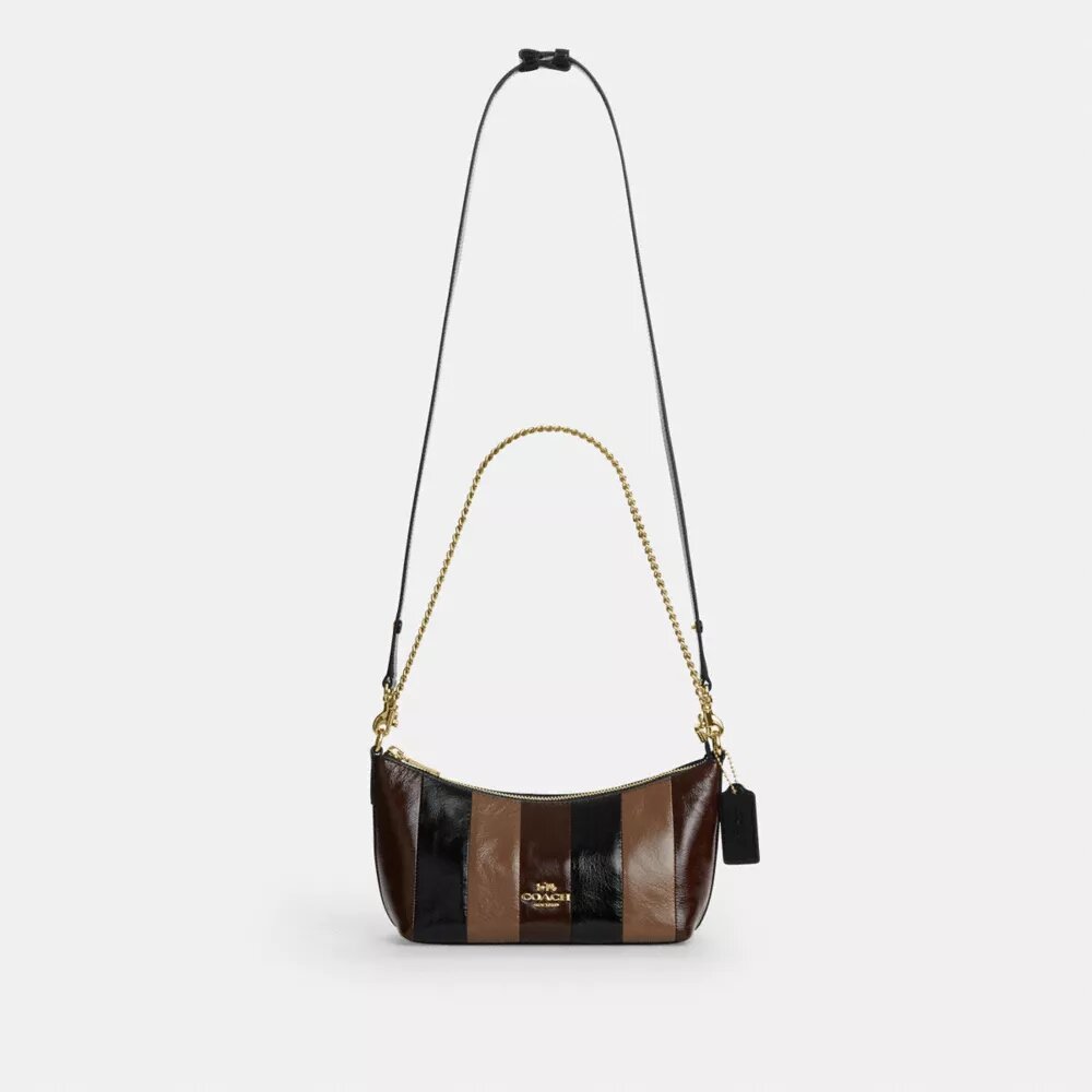 Borsa a spalla Caitlin con patchwork a righe