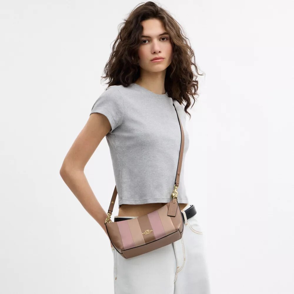 Borsa a spalla Caitlin con patchwork a righe