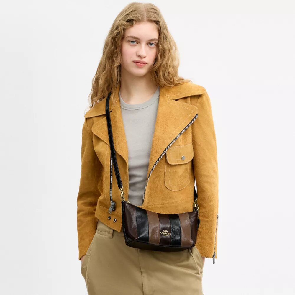 Borsa a spalla Caitlin con patchwork a righe