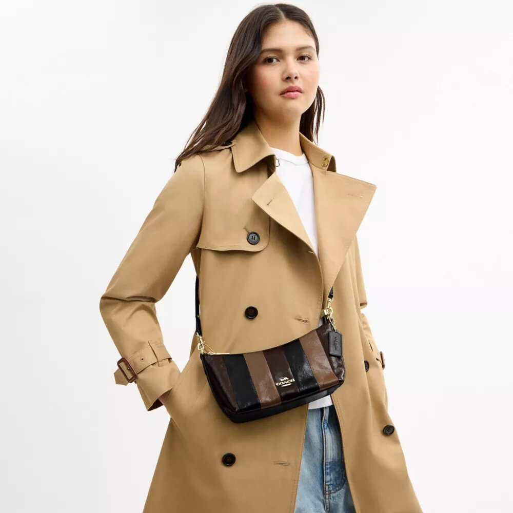 Borsa a spalla Caitlin con patchwork a righe