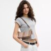 Borsa a spalla Caitlin con patchwork a righe