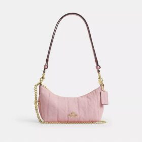 Borsa a spalla Caitlin in cotone rigenerato con trapuntatura e ciondolo