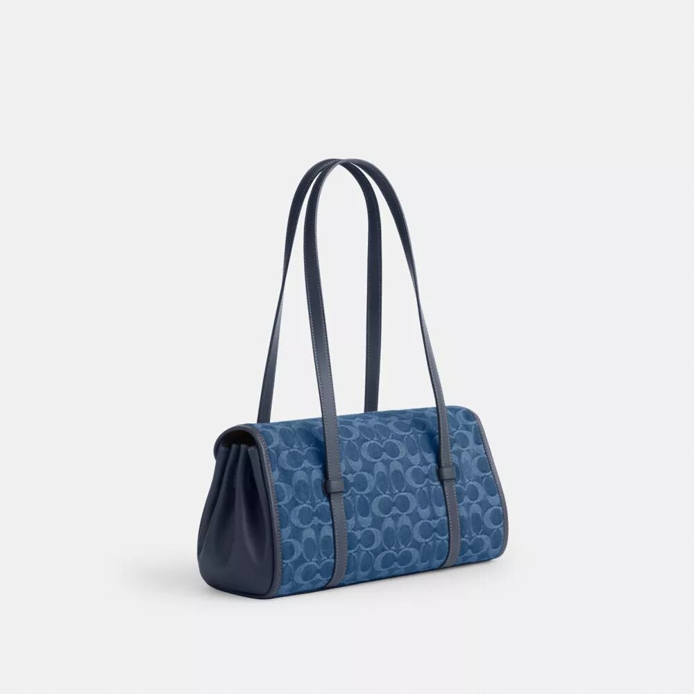 Borsa a spalla con patta Bridget in denim esclusivo