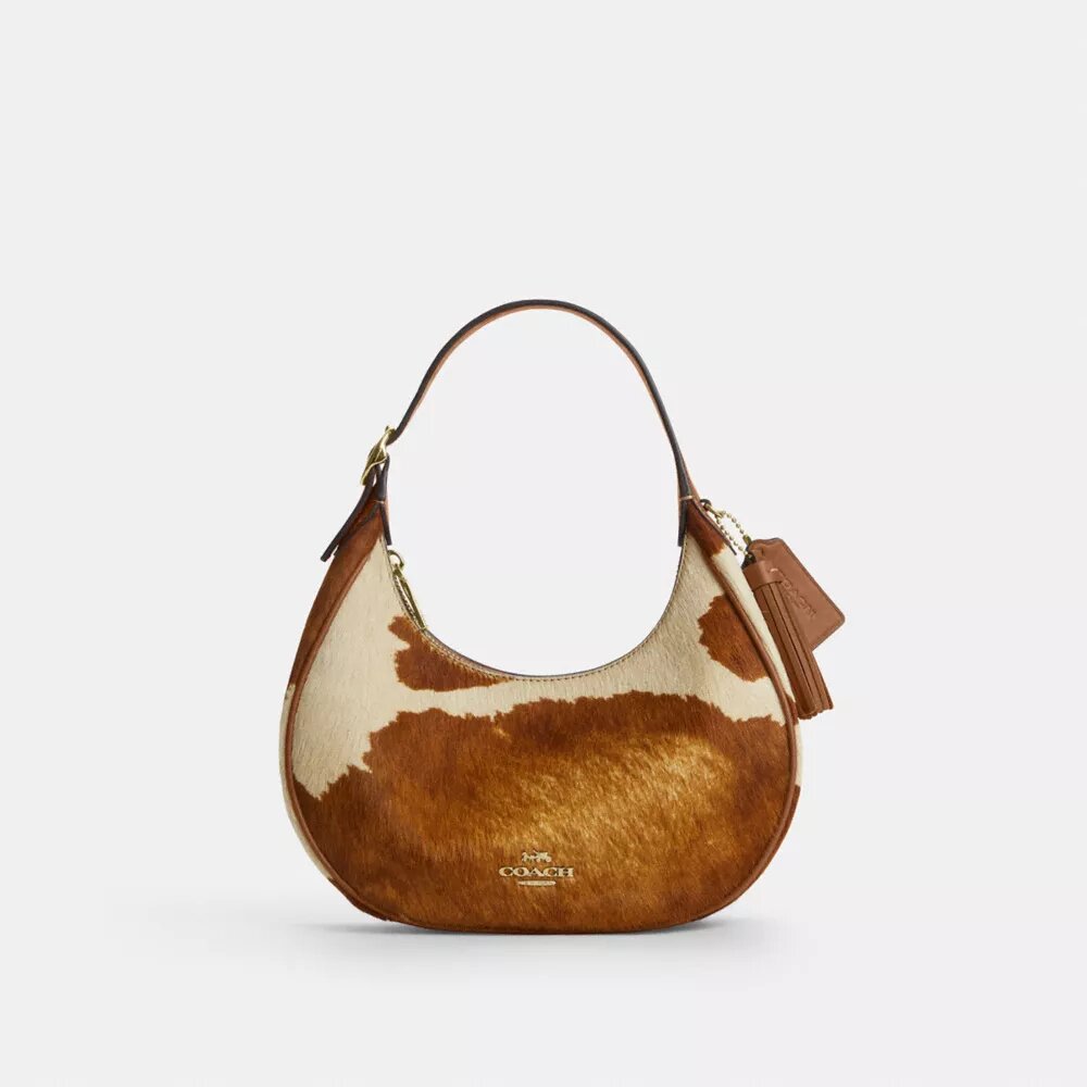 Borsa a spalla Emily in pelle di vitello con stampa bovina