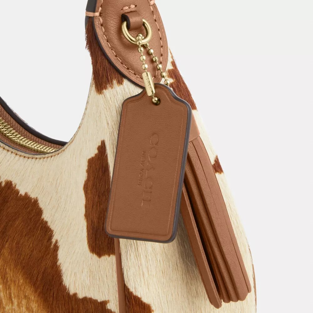 Borsa a spalla Emily in pelle di vitello con stampa bovina